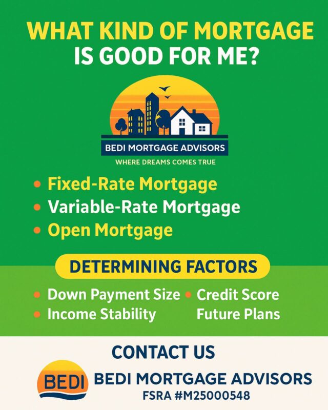 Confused about which mortgage is right for you?
Whether you’re buying your first home or investing in real estate, understanding your options is key! At Bedi Mortgage Advisors, we simplify the process and help you make the best decision—Fixed, Variable, Open, or Closed—based on your unique financial goals.

With expert guidance, personalized service, and a commitment to your future, we make homeownership achievable.

Let us help your dreams come true.

Contact us today!
FSRA #M25000548
+1 416 997 1643 | info@bedimortgageadvisors.ca
2 County Ct Blvd Unit 400, Brampton, ON

#MortgageMadeSimple #HomeBuyingTips #MortgageAdvisor
#FirstTimeHomeBuyer #RealEstateCanada #MortgageCanada
#BramptonRealEstate #OntarioHomes #MortgageSolutions
#RealEstateTips #FinancialFreedom #HouseHuntingCanada
#OpenMortgage #FixedRateMortgage #MortgageHelp
#BediMortgageAdvisors #FSRACertified #HomeLoanExpert
#RealEstateInvesting #MortgageGoals #dreamhomecanada