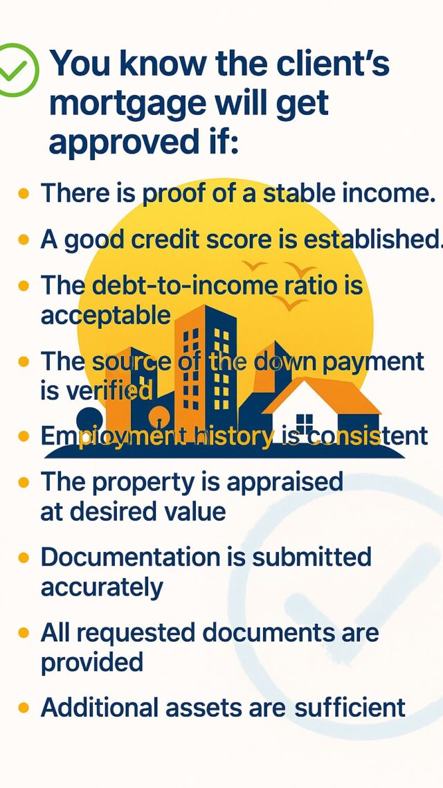 Wondering when a mortgage is likely to get approved?
Here are the key signs your client is on the right track:
• Stable income
• Strong credit score
• Healthy debt-to-income ratio
• Verified down payment source
• Consistent employment history
• Property appraisal meets expectations
• Complete and accurate documentation
• All requested documents provided
• Sufficient additional assets

At Bedi Mortgage Advisors, we help you secure approvals with confidence.
Let’s make homeownership happen!

Contact Us Today:
FSRA # M25000548
Call: 416-997-1643
Email: info@bedimortgageadvisors.ca
Visit: 2 County Ct Blvd Unit 400, Brampton, ON L6W 3W8, Canada
www.bedimortgageadvisors.ca

⸻

#MortgageApproval #BediMortgageAdvisors #HomeLoanTips #MortgageBrokerCanada #ApprovedMortgage #MortgageExperts #RealEstateTips #FirstTimeHomeBuyer #GTARealEstate #CanadianMortgage